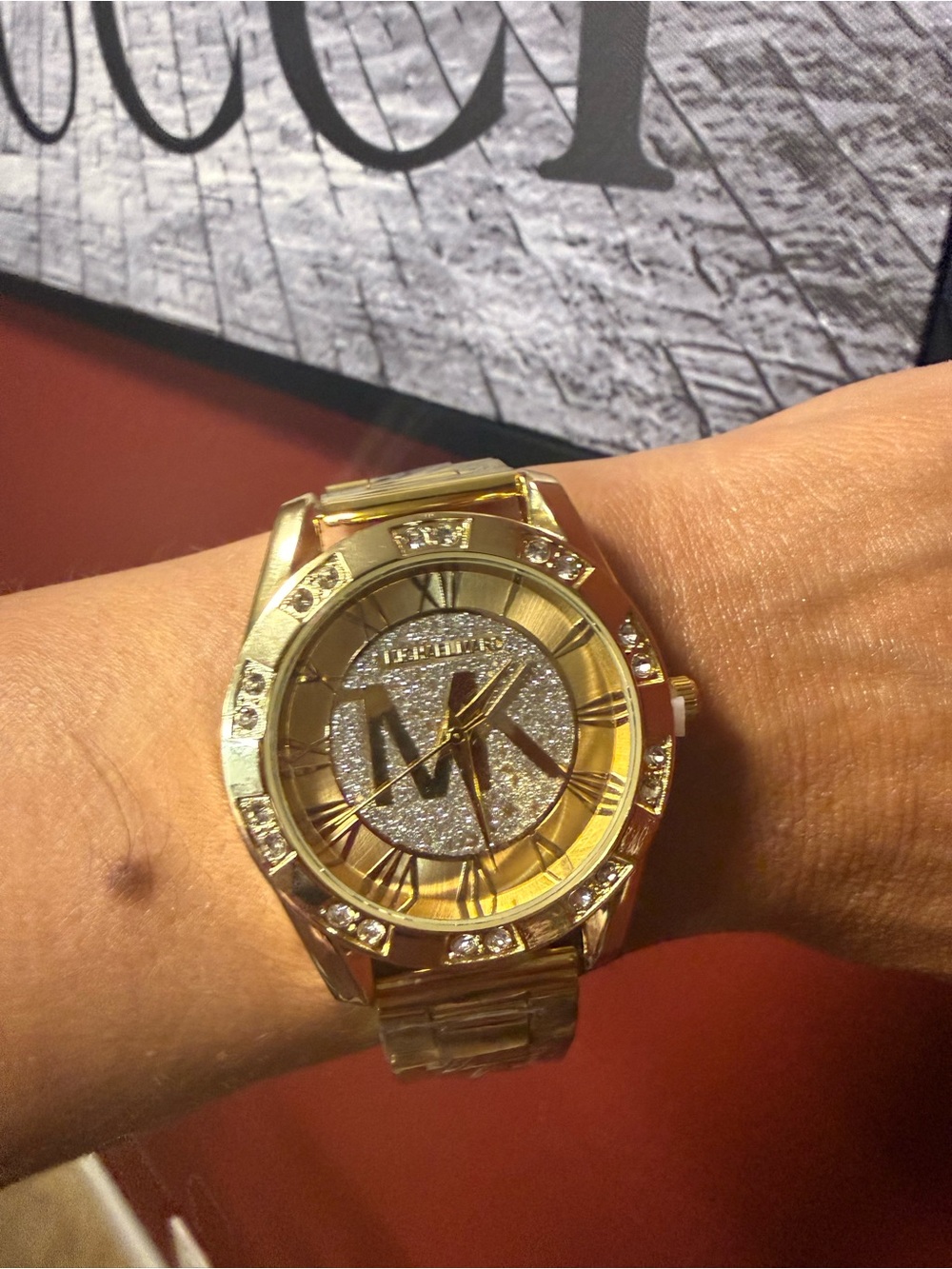 Gold and Silver Crystal-Accent Bracelet Watch